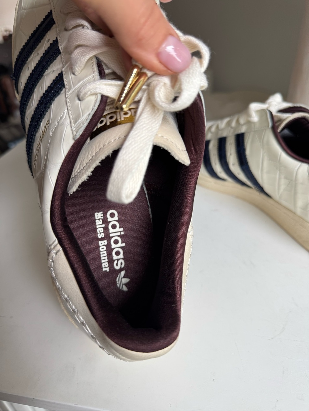adidas Superstar Wales Bonner Croc White Navy Sneakers Size 13 - Picture 14 of 16